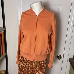 Talbots S Vtg Orange Knit Zip Up Jacket